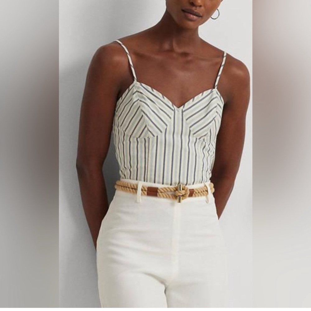 Lauren by Ralph Lauren Striped Spaghetti Strap Top size 14 - Picture 3 of 15